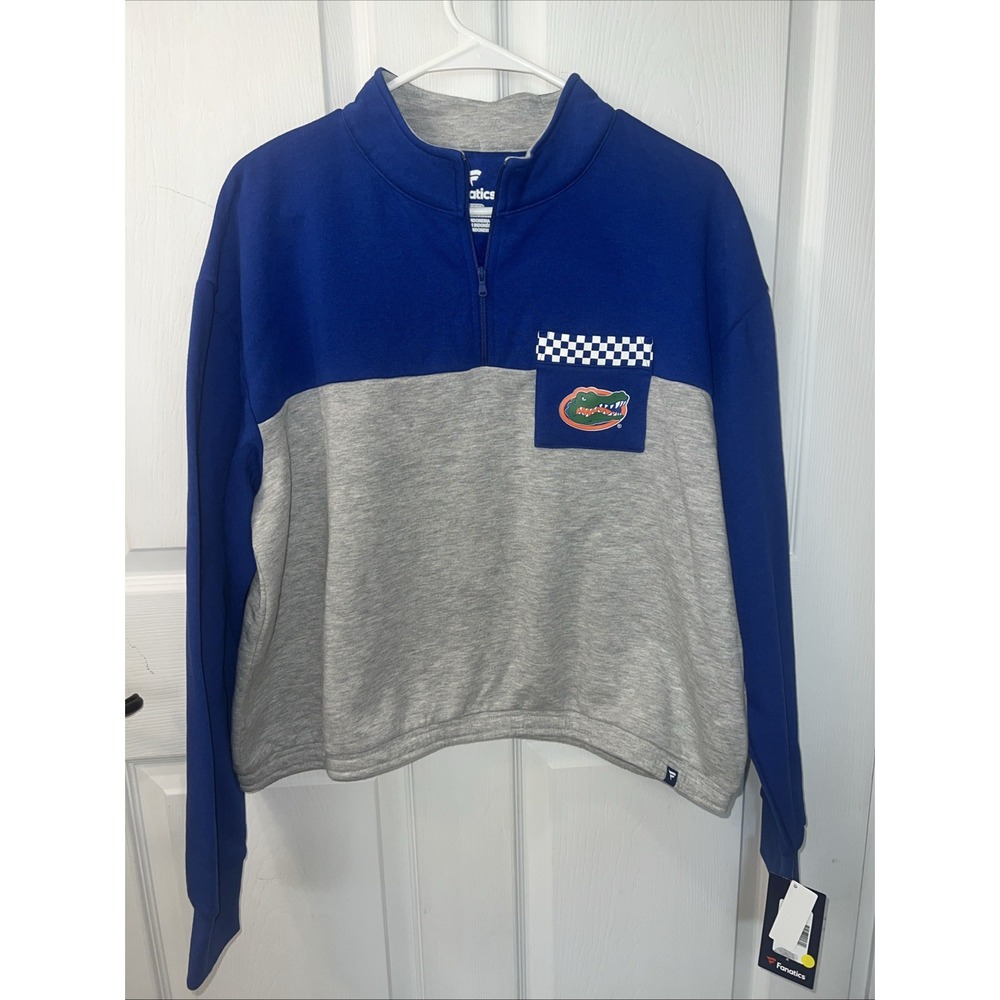 Florida Gators Fanatics Womens‎ Sideline Blue/Gray Colorblock 1/4 Zip Jacket XL